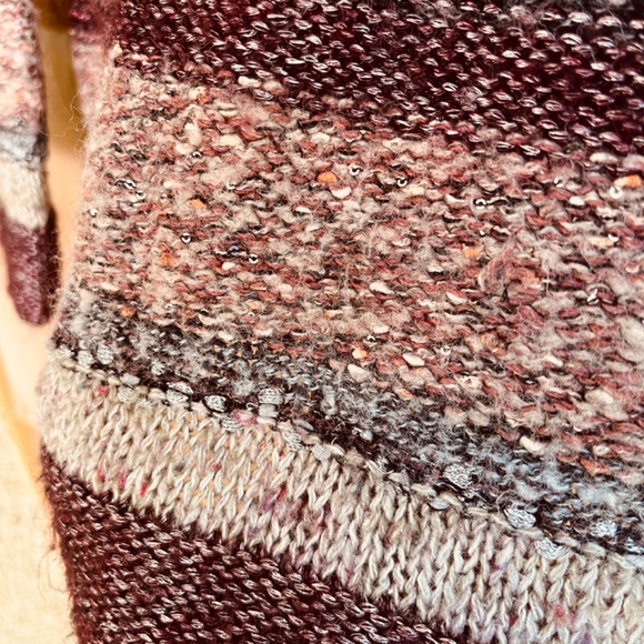 Chico’s Cozy Striped 3/4 Sleeves Multicolor Soft Fall Brown  Sequins Sweater 0 - Picture 6 of 10